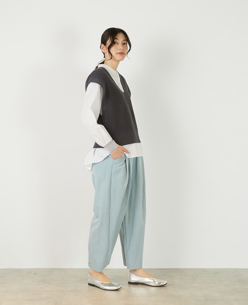 【コットンミックスの片畦Vネックベスト】 詳細画像 チャコールグレー 6