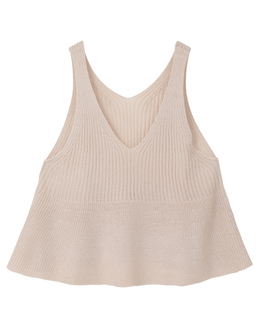 【麻タッチリブ＋片畦ペプラムベスト】