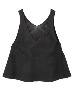 【麻タッチリブ＋片畦ペプラムベスト】