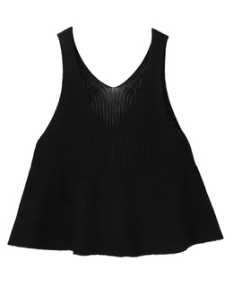 【麻タッチリブ＋片畦ペプラムベスト】