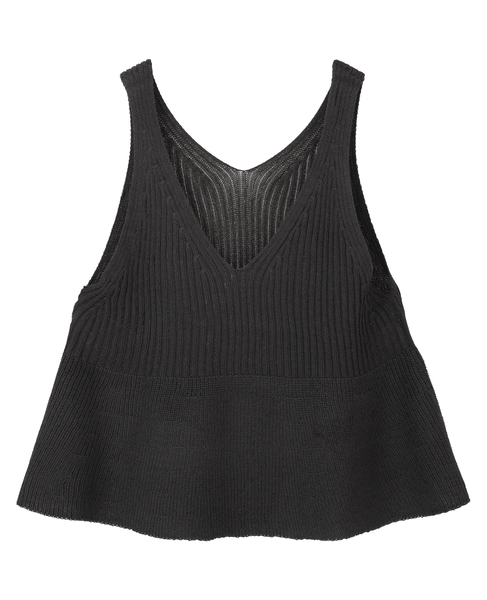 【麻タッチリブ＋片畦ペプラムベスト】 詳細画像 チャコールグレー 1