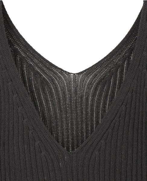 【麻タッチリブ＋片畦ペプラムベスト】 詳細画像 チャコールグレー 3