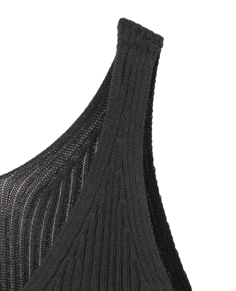 【麻タッチリブ＋片畦ペプラムベスト】 詳細画像 チャコールグレー 4