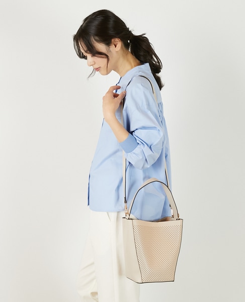 【パンチングショルダー付きバッグ】 詳細画像 ベージュ 2