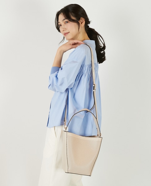 【パンチングショルダー付きバッグ】 詳細画像 ベージュ 3
