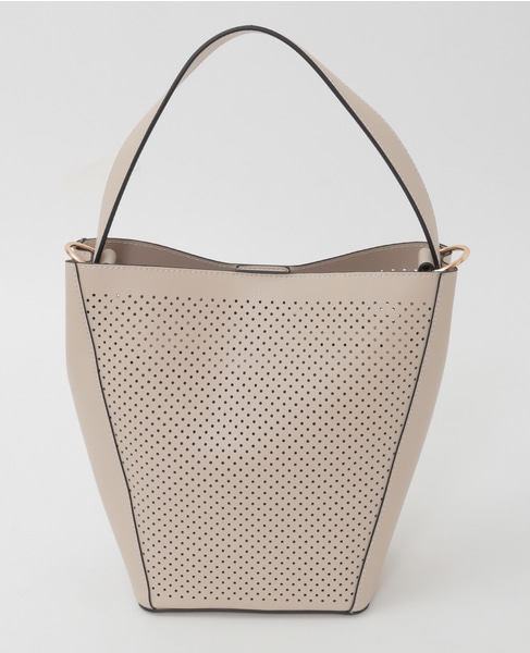 【パンチングショルダー付きバッグ】 詳細画像 ベージュ 6