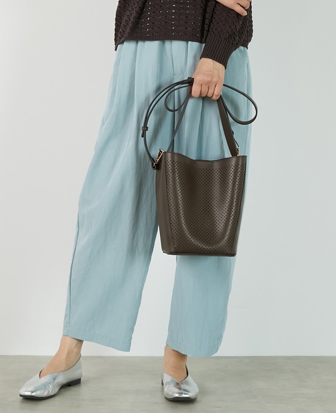 【パンチングショルダー付きバッグ】 詳細画像 チョコ 2