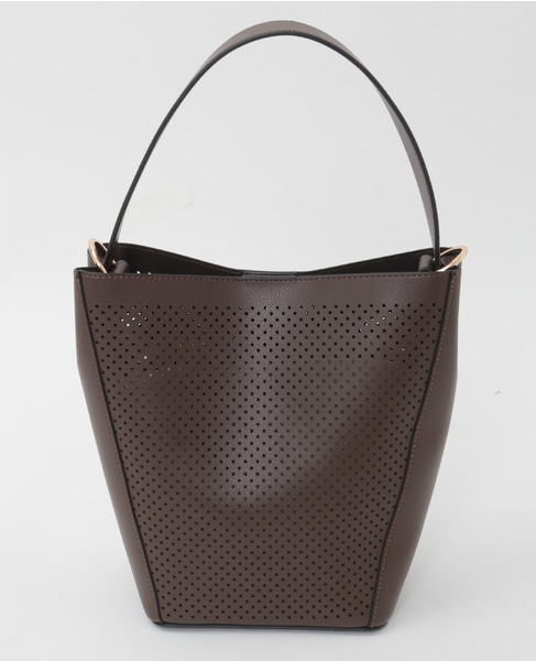 【パンチングショルダー付きバッグ】 詳細画像 チョコ 5