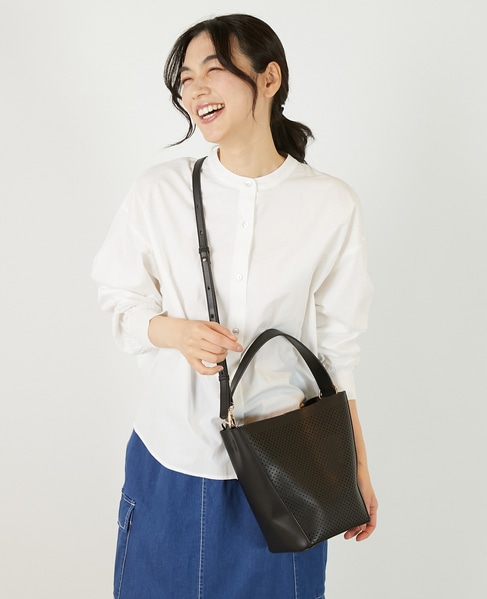 【パンチングショルダー付きバッグ】 詳細画像 ブラック 4