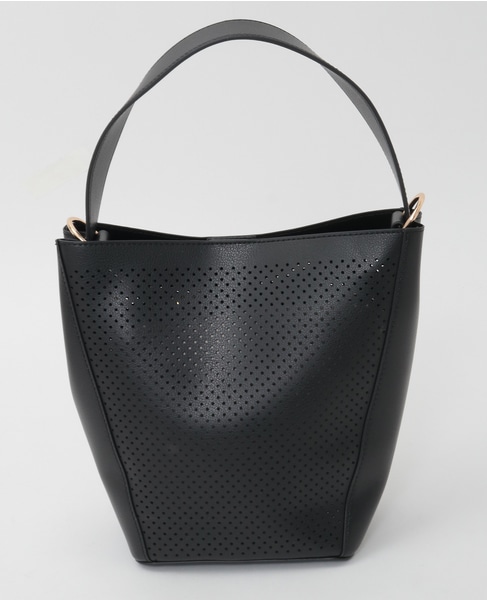 【パンチングショルダー付きバッグ】 詳細画像 ブラック 5