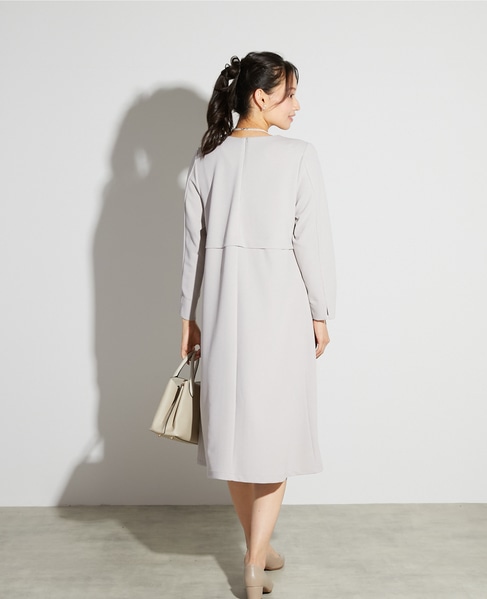 【noir】カットジョーゼットウエスト切り替えワンピース（一部WEB限定サイズ） 詳細画像 ライトグレー 4