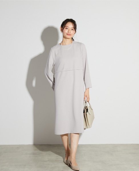 【noir】カットジョーゼットウエスト切り替えワンピース（一部WEB限定サイズ） 詳細画像 ライトグレー 6