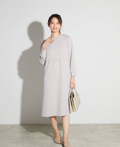 【noir】カットジョーゼットウエスト切り替えワンピース（一部WEB限定サイズ） 詳細画像 ライトグレー 7