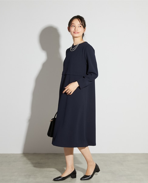 【noir】カットジョーゼットウエスト切り替えワンピース（一部WEB限定サイズ） 詳細画像 ダークネイビー 2
