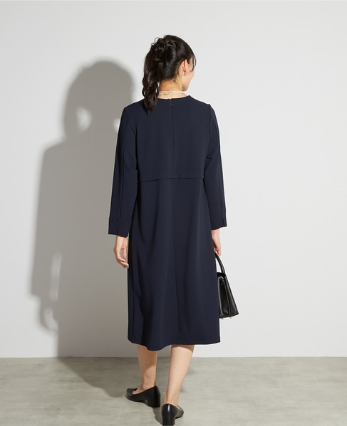 【noir】カットジョーゼットウエスト切り替えワンピース（一部WEB限定サイズ） 詳細画像 ダークネイビー 3