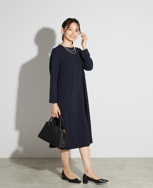 【noir】カットジョーゼットウエスト切り替えワンピース（一部WEB限定サイズ） 詳細画像 ダークネイビー 4