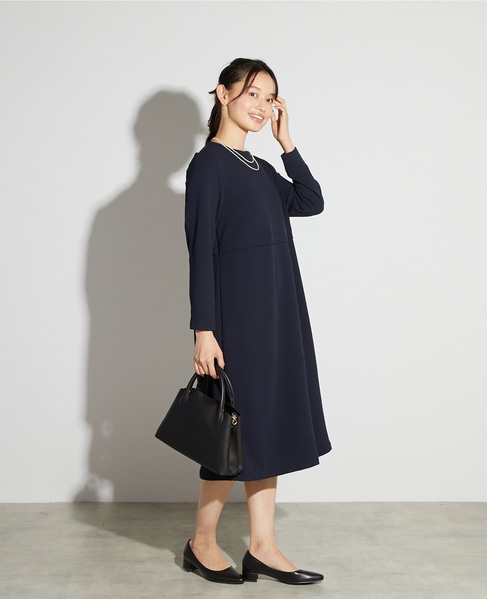 【noir】カットジョーゼットウエスト切り替えワンピース（一部WEB限定サイズ） 詳細画像 ダークネイビー 5