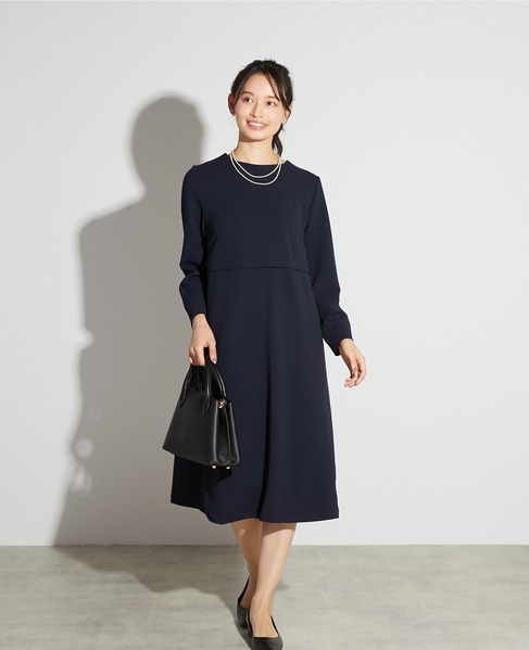 【noir】カットジョーゼットウエスト切り替えワンピース（一部WEB限定サイズ） 詳細画像 ダークネイビー 6
