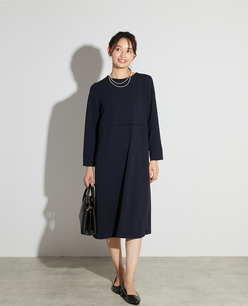 【noir】カットジョーゼットウエスト切り替えワンピース（一部WEB限定サイズ） 詳細画像 ダークネイビー 7