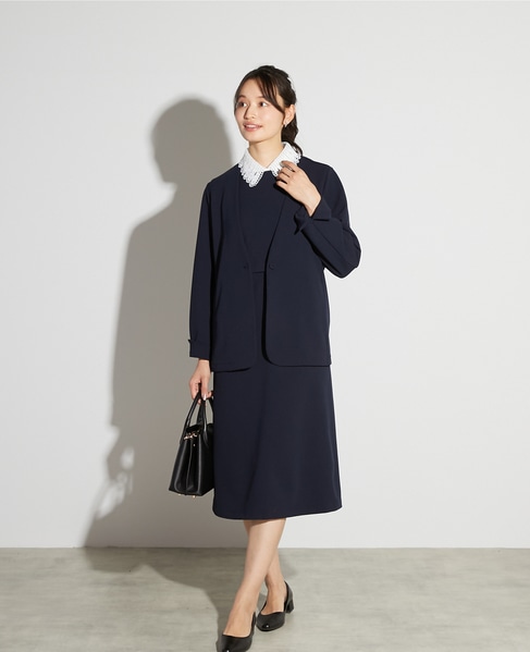 【noir】カットジョーゼットウエスト切り替えワンピース（一部WEB限定サイズ） 詳細画像 ダークネイビー 8