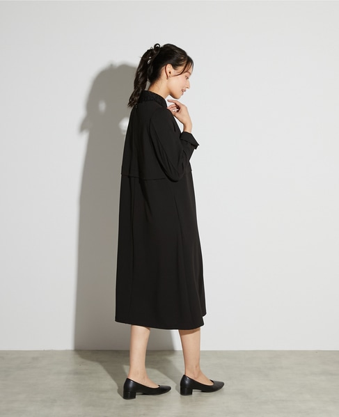 【noir】カットジョーゼットウエスト切り替えワンピース（一部WEB限定サイズ） 詳細画像 ブラック 4