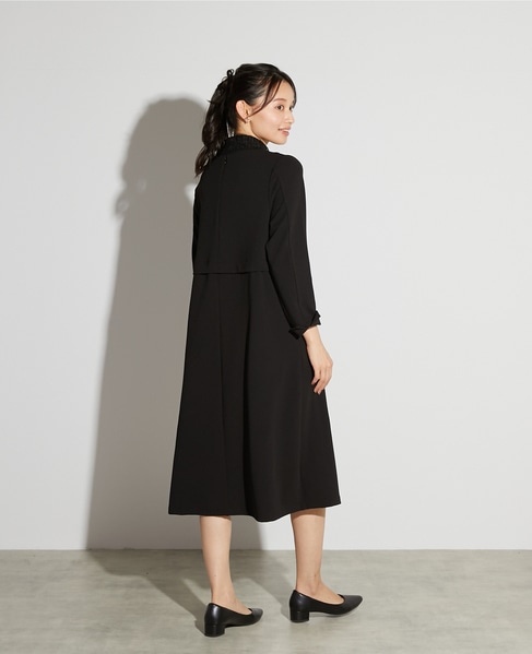 【noir】カットジョーゼットウエスト切り替えワンピース（一部WEB限定サイズ） 詳細画像 ブラック 5