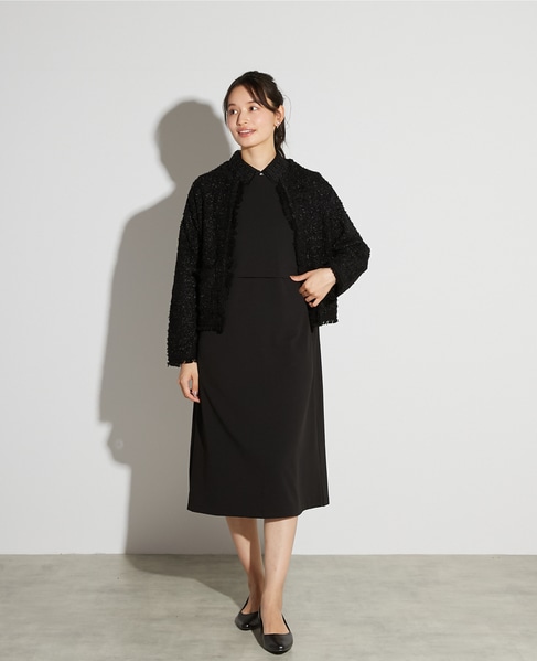 【noir】カットジョーゼットウエスト切り替えワンピース（一部WEB限定サイズ） 詳細画像 ブラック 7