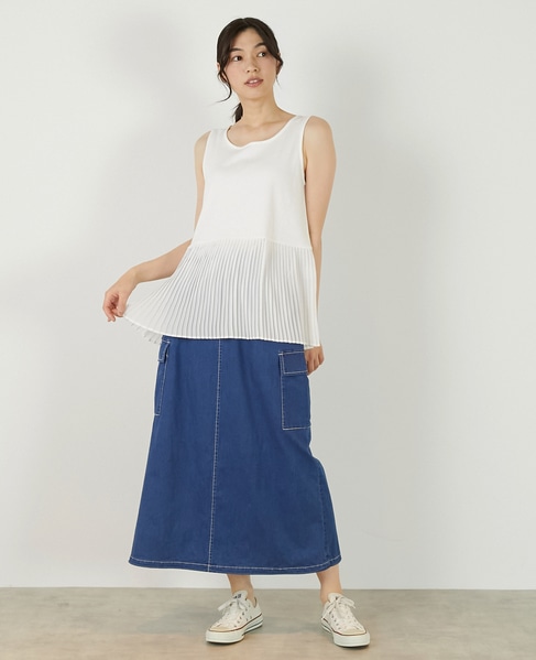 【コットンフライス＋プリーツタンクトップ】 詳細画像 オフホワイト 2