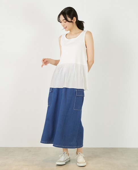 【コットンフライス＋プリーツタンクトップ】 詳細画像 オフホワイト 3