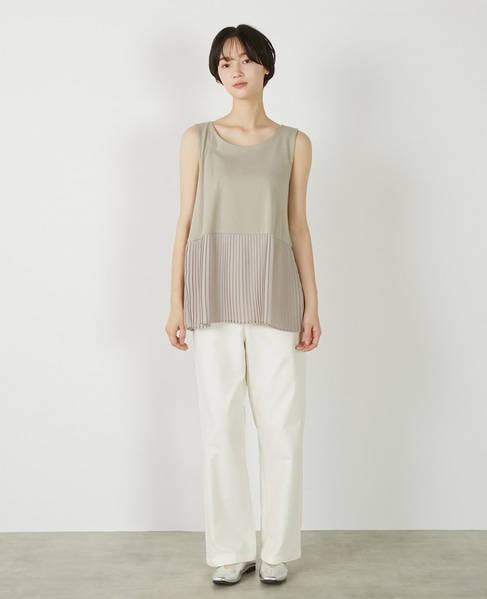 【コットンフライス＋プリーツタンクトップ】 詳細画像 ベージュ 10