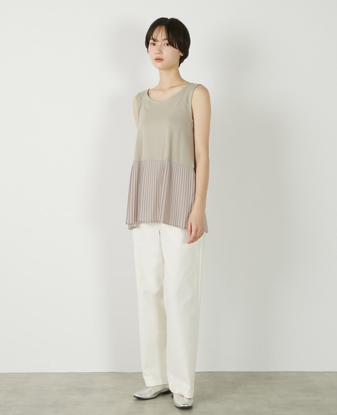 【コットンフライス＋プリーツタンクトップ】 詳細画像 ベージュ 4