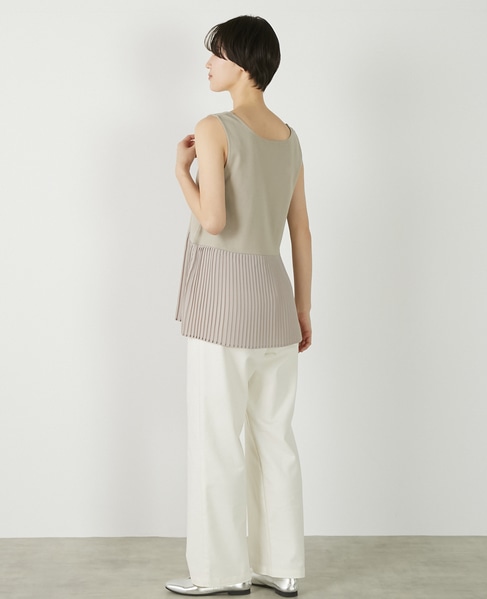 【コットンフライス＋プリーツタンクトップ】 詳細画像 ベージュ 6