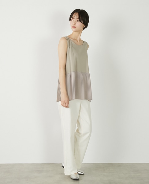 【コットンフライス＋プリーツタンクトップ】 詳細画像 ベージュ 9