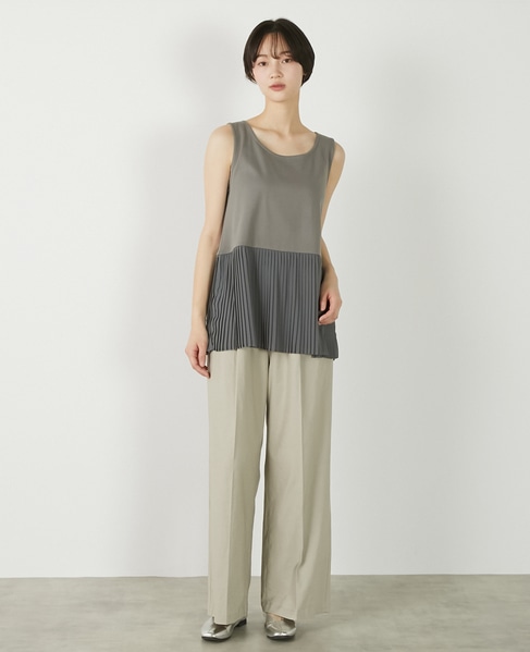 【コットンフライス＋プリーツタンクトップ】 詳細画像 グレー 2