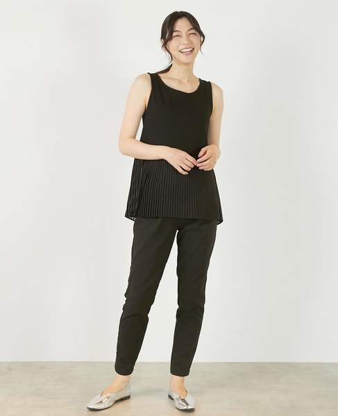 【コットンフライス＋プリーツタンクトップ】 詳細画像 ブラック 2