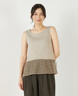 【コットンフライス＋リーフレースタンクトップ】