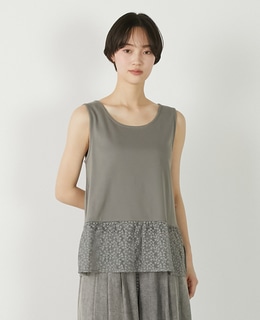 【コットンフライス＋リーフレースタンクトップ】