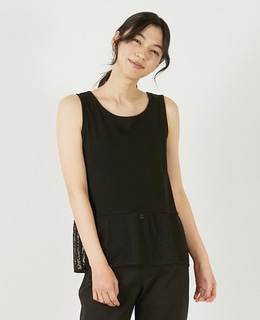 【コットンフライス＋リーフレースタンクトップ】