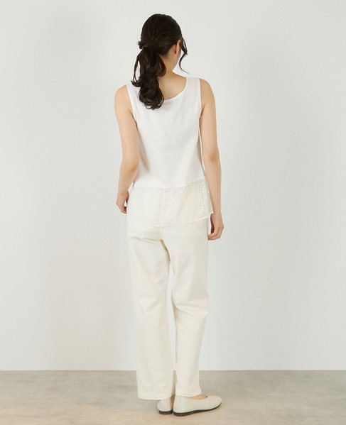 【コットンフライス＋リーフレースタンクトップ】 詳細画像 オフホワイト 4