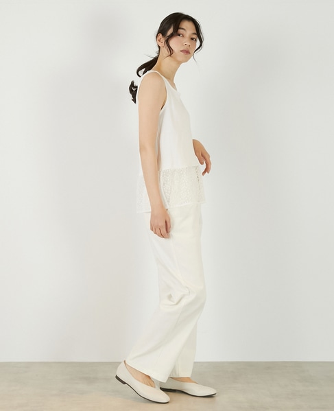 【コットンフライス＋リーフレースタンクトップ】 詳細画像 オフホワイト 6