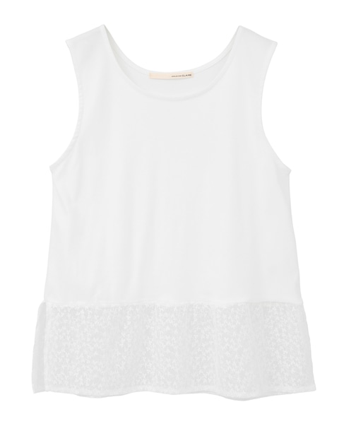 【コットンフライス＋リーフレースタンクトップ】 詳細画像 オフホワイト 8