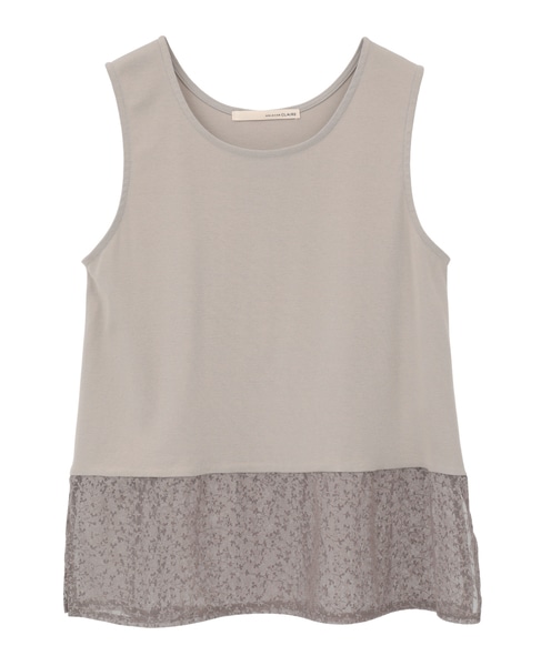 【コットンフライス＋リーフレースタンクトップ】 詳細画像 ベージュ 10