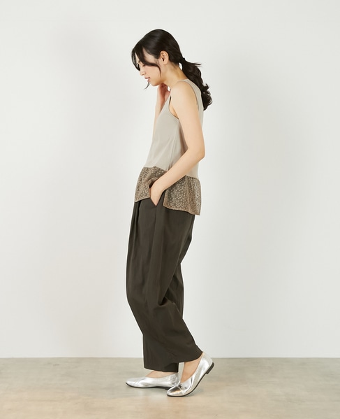 【コットンフライス＋リーフレースタンクトップ】 詳細画像 ベージュ 4