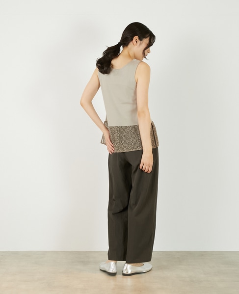 【コットンフライス＋リーフレースタンクトップ】 詳細画像 ベージュ 6