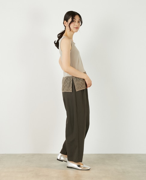 【コットンフライス＋リーフレースタンクトップ】 詳細画像 ベージュ 8