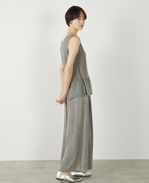 【コットンフライス＋リーフレースタンクトップ】 詳細画像 グレー 8