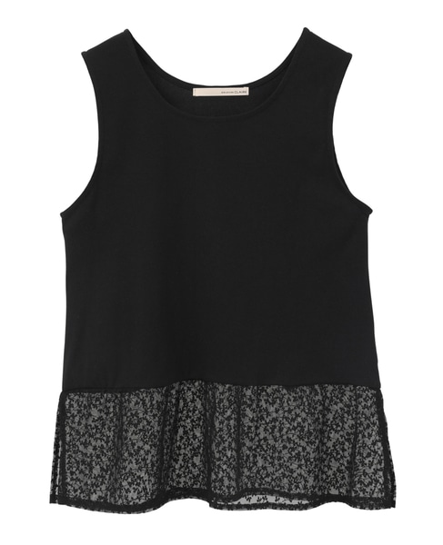 【コットンフライス＋リーフレースタンクトップ】 詳細画像 ブラック 11