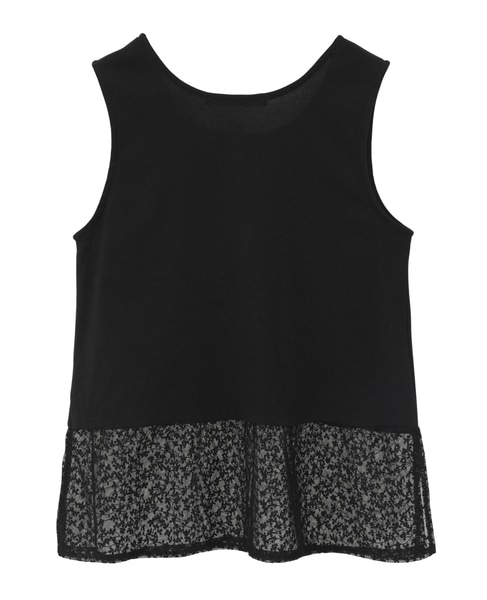 【コットンフライス＋リーフレースタンクトップ】 詳細画像 ブラック 12