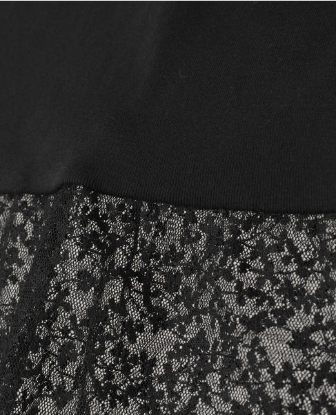 【コットンフライス＋リーフレースタンクトップ】 詳細画像 ブラック 16