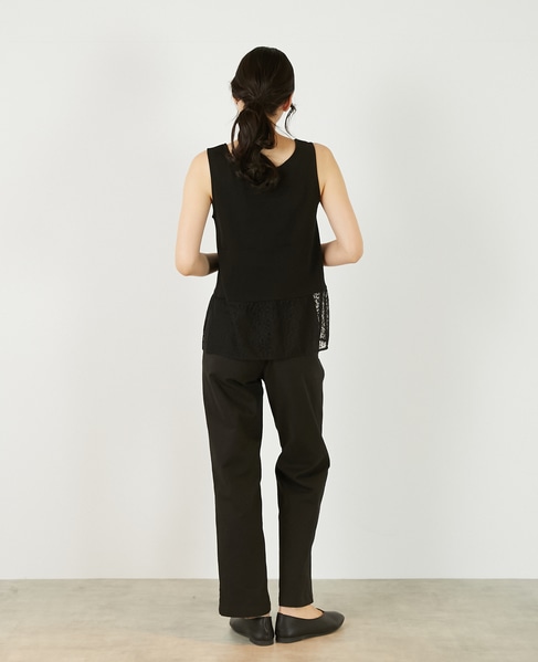 【コットンフライス＋リーフレースタンクトップ】 詳細画像 ブラック 5